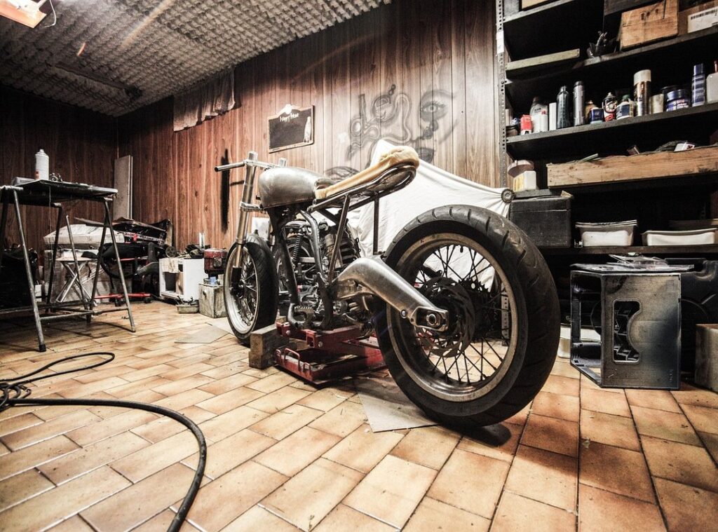 garage setup motorcycles
